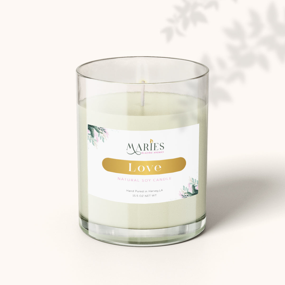 Indulge in affection with our Love Scented Candles by Maries Blazing Aroma