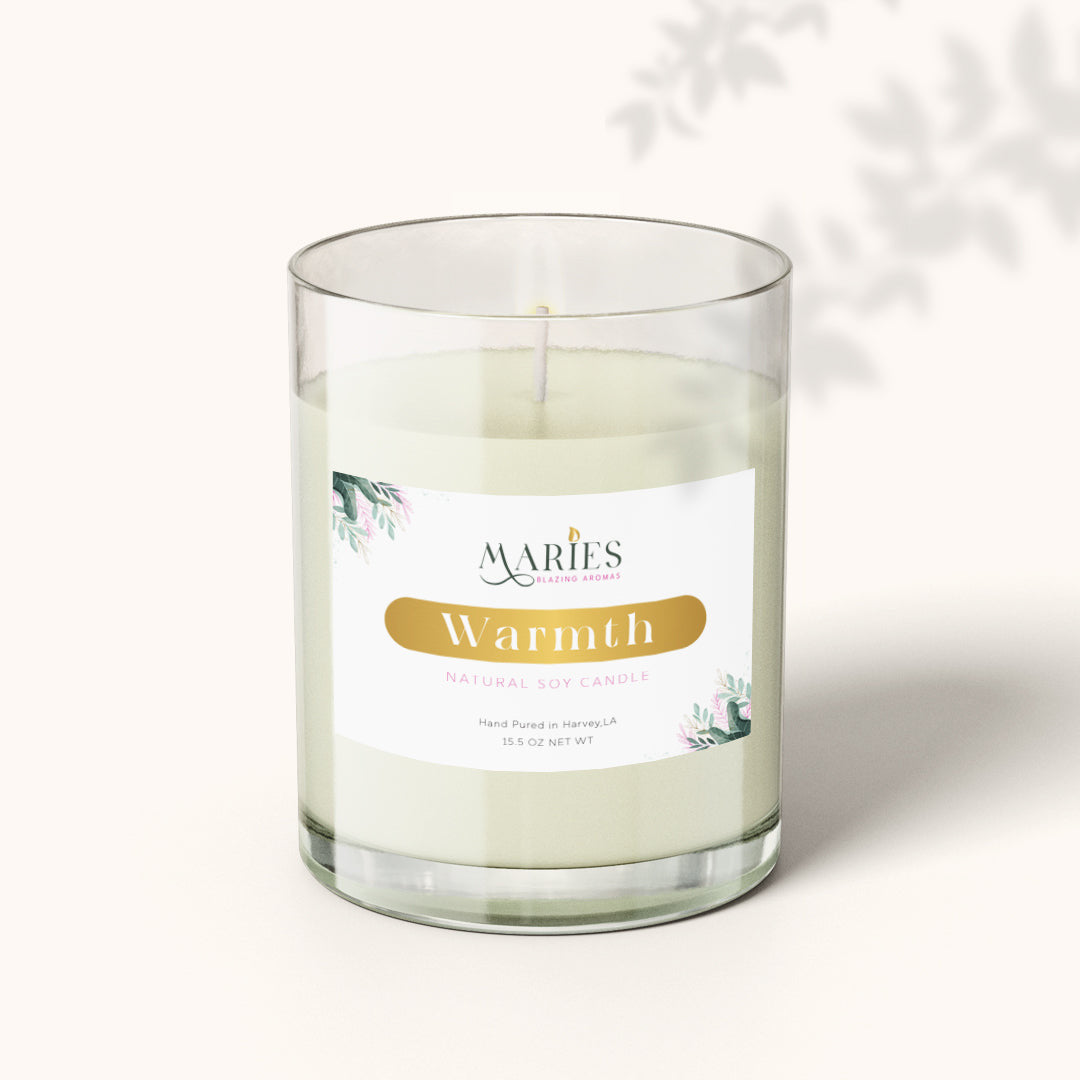 Embrace cozy ambiance: Warmth Scented Candle - Maries Blazing Aromas