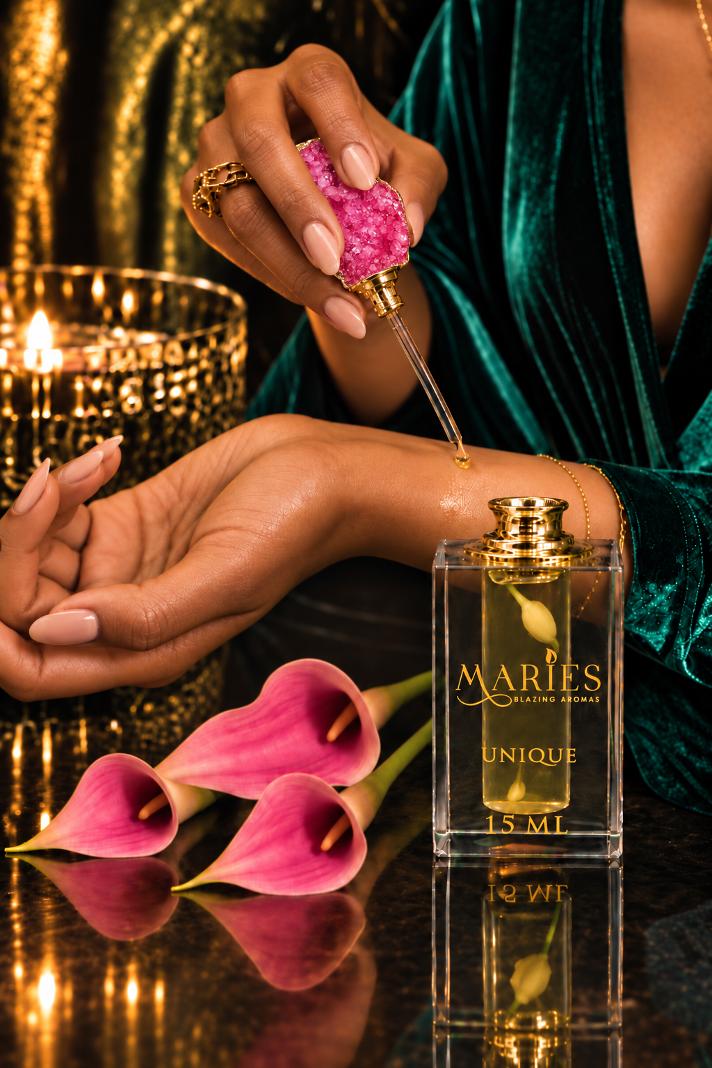 Unique Luxury Perfume Fragrance Oil | Magnolia Jasmine Dark Vanilla | Crystal Bottle