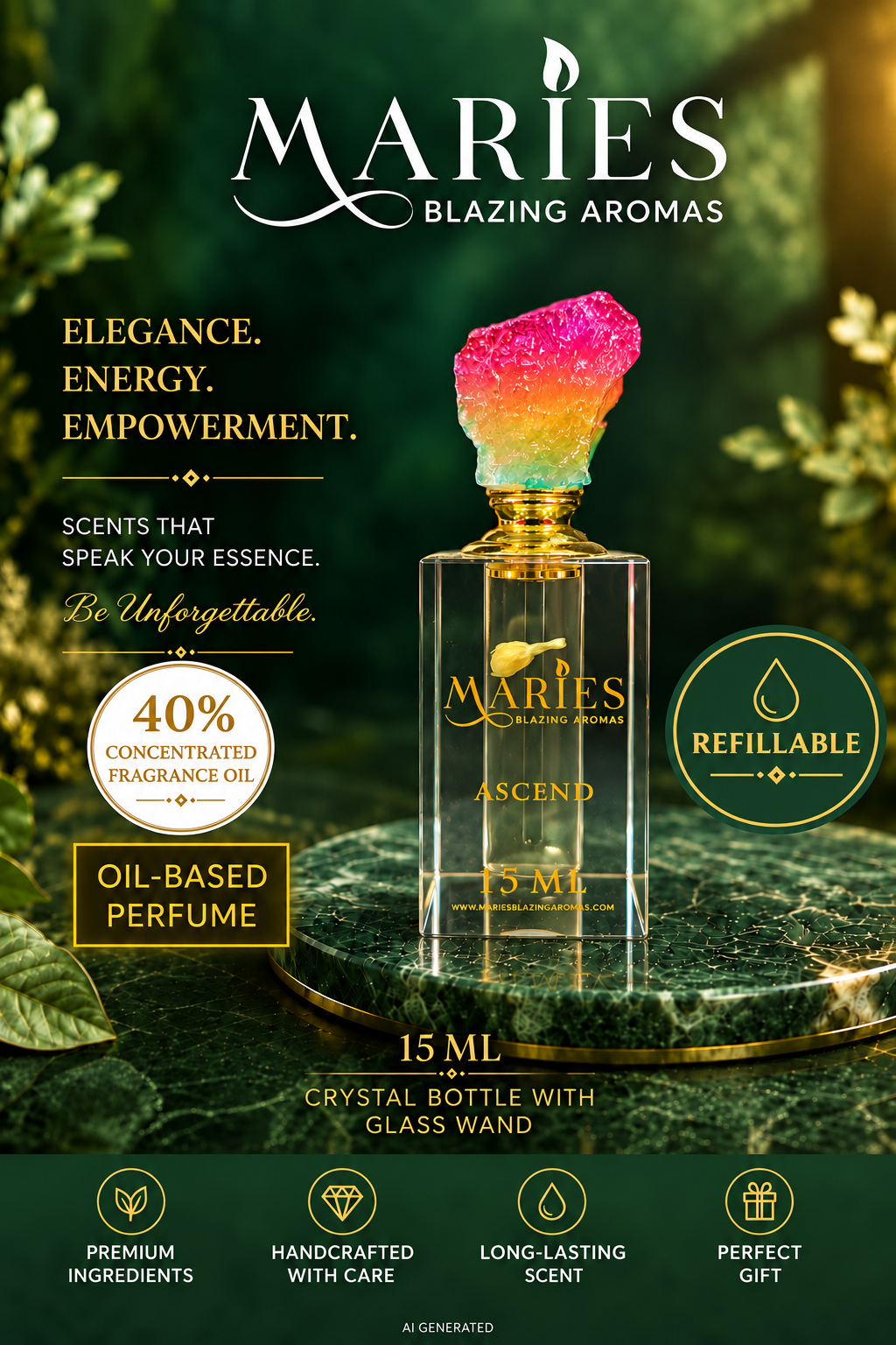 Ascend Luxury Perfume Fragrance Oil | Floral Sandalwood Perfume Oil | Handmade Louisiana Perfume