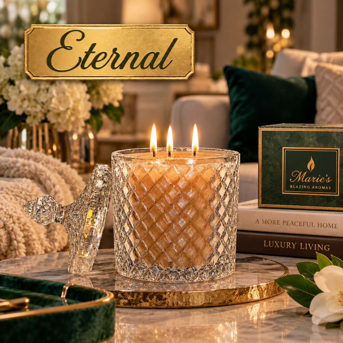 Eternal – Egyptian Amber Soy Candle | Double-Wick & Dried Flowers