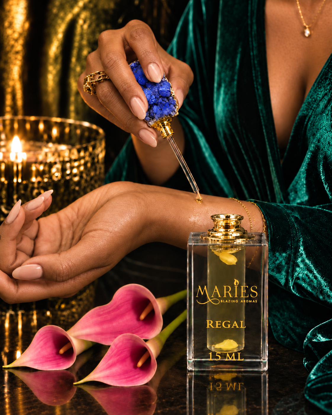 Regal Luxury Perfume Fragrance Oil | Arabian Jasmine Rose Patchouli | Crystal Bottle