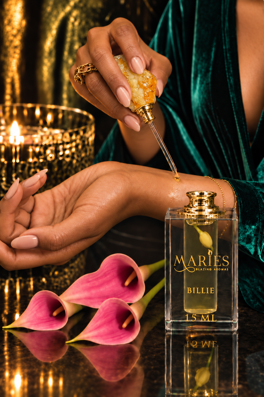 Billie Luxury Perfume Fragrance Oil | Arabian Jasmine & Vanilla | Crystal Bottle