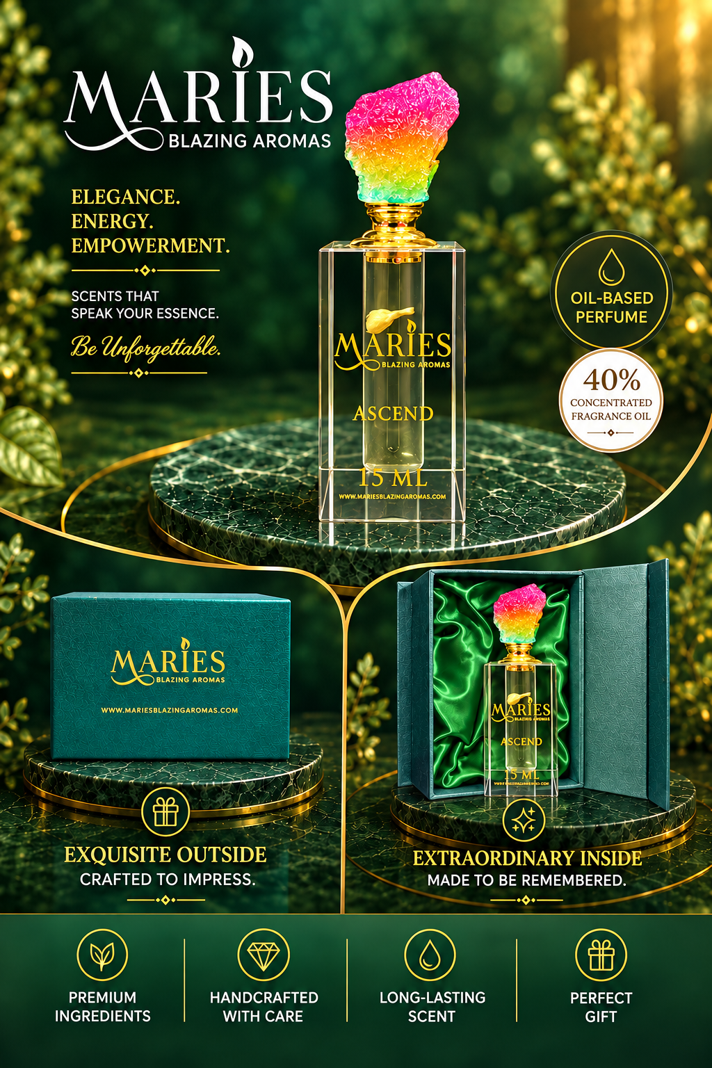 Ascend Luxury Perfume Fragrance Oil | Floral Sandalwood Perfume Oil | Handmade Louisiana Perfume