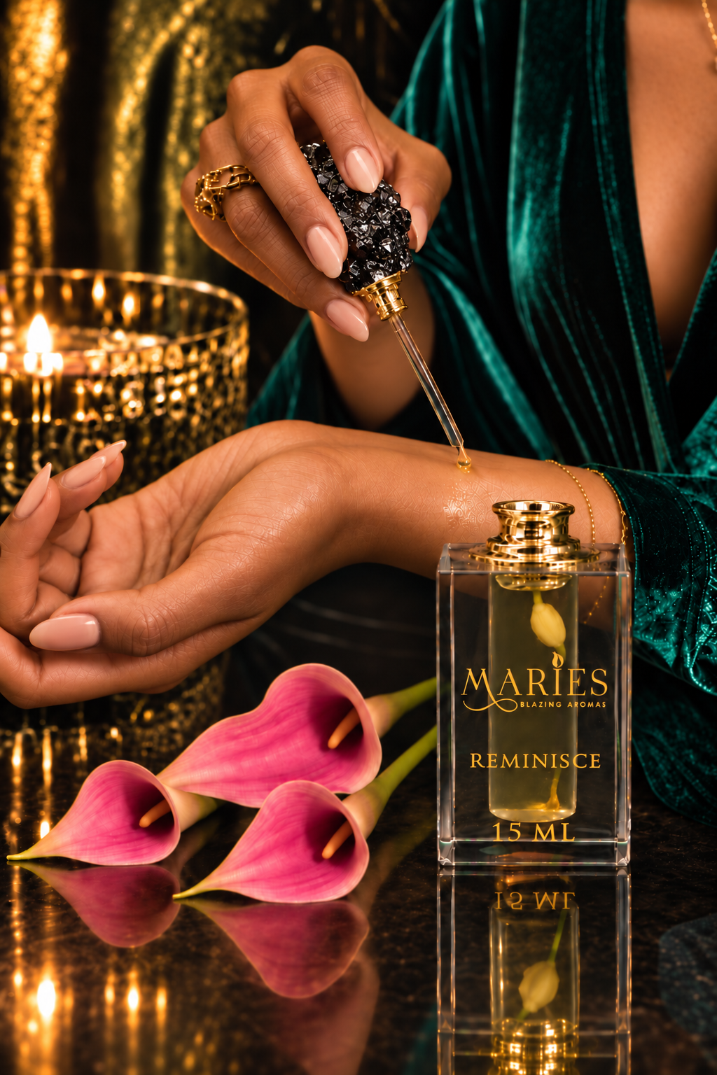 Reminisce Luxury Perfume Fragrance Oil | Bergamot Sandalwood Floral | Crystal Bottle