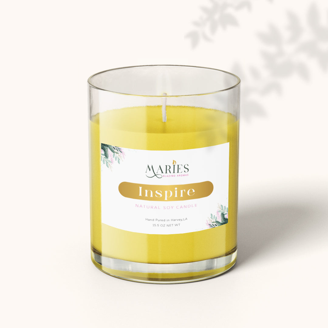 Inspire combines fresh citrus scent of green tea and lemongrass by Maries Blazing Aromas